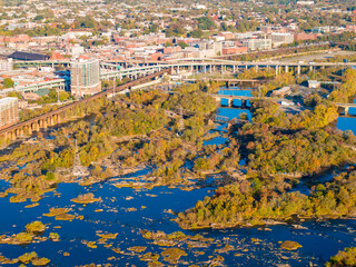 Geological formation in the James River Richmond VA USA 2023