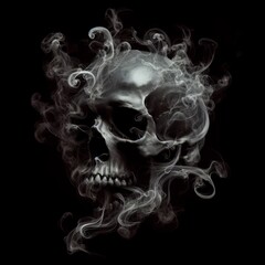 smoked skull on black