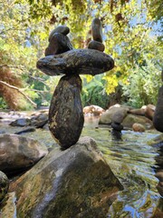 Water fountain in the garden, close-up of water faucet