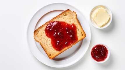 sandwich with jam and butter. - obrazy, fototapety, plakaty