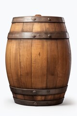 Obraz premium Wooden barrel isolated on white background. Generative Ai