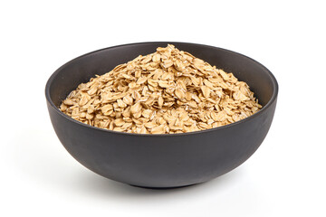 Oat flakes, isolated on white background.