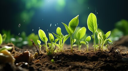 Growing plants in soil isolated on white background. - obrazy, fototapety, plakaty