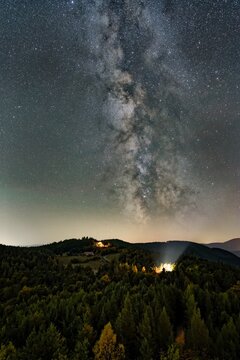 Milky way over the mountains