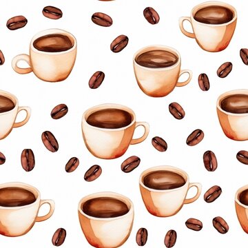 seamless pattern with coffee cups illustration