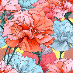 Carnation Seamless pattern floral background