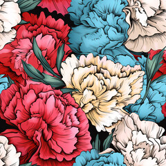 Carnation Seamless pattern floral background