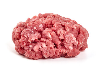 Minced meat, pork, beef, forcemeat, isolated on white background.