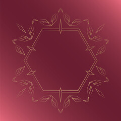 素材_フレーム_クリスマスをモチーフにした冬の飾り枠。赤と金の高級感のある囲みのデザイン。字無