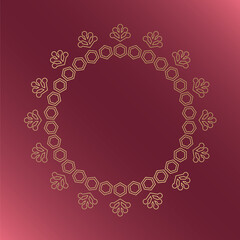 素材_フレーム_クリスマスをモチーフにした冬の飾り枠。赤と金の高級感のある囲みのデザイン。字無