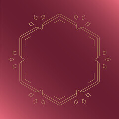 素材_フレーム_クリスマスをモチーフにした冬の飾り枠。赤と金の高級感のある囲みのデザイン。字無