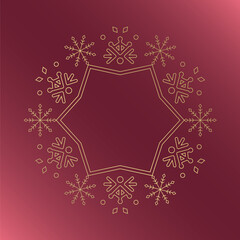 素材_フレーム_クリスマスをモチーフにした冬の飾り枠。赤と金の高級感のある囲みのデザイン。字無