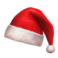 Santa Claus red hat isolated on white background. AI generated illustration.