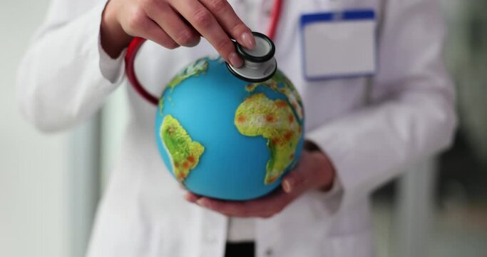 Globe and therapist with stethoscope