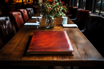 restaurant leather book reviews guestbook - obrazy, fototapety, plakaty