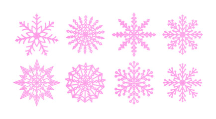 Outline neon pink snowflake .Retro neon Winter.Beautiful Christmas decoration Vector Illustration.