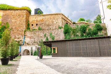 Obraz premium View of Veste Oberhaus castle. Inner courtyard of medieval castle with gates and arches, Passau, Germany.