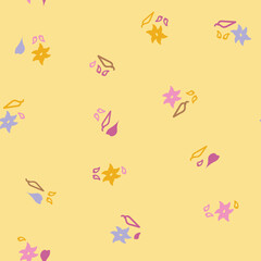 Starflowers and leaves pattern in cream background.