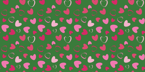 Galore hearts Seamless vector Pattern Symbolizing Enduring Love Perfect Various Creative Projects Heartfelt Eternal Connection Wrapping paper Textile Fabric typography 14 february Green background Joy