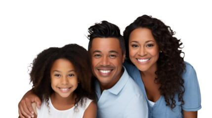 happy family isolated against transparent background