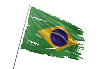 Brazil torn flag on transparent background.