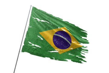 Brazil torn flag on transparent background.