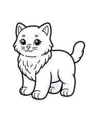 Cute cat kitty kitten character coloring book page, coloring page, animal, black and white, isolated, vector art, pet animals