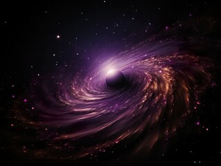 Obraz premium Black hole warps space and time. Imagination of a black hole.