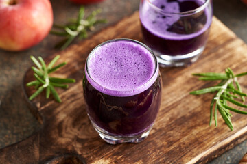 Fresh homemade cabbage juice on a table