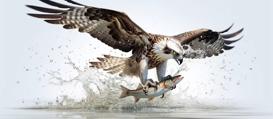 Sierkussen An amazing picture of an osprey or sea hawk hunting a fish from the water © haizah