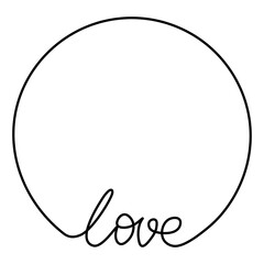 Round frame with Love lettering. PNG