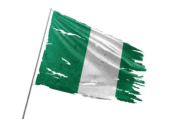 Nigeria torn flag on transparent background.