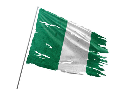 Nigeria torn flag on transparent background.