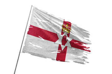 Northern Ireland torn flag on transparent background.