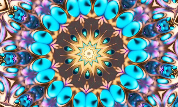 Abstract kaleidoscope background. Unique mandala design. Beautiful multicolor kaleidoscope texture	
