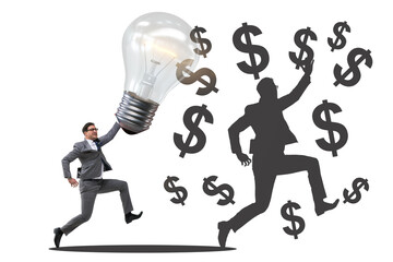 Businessman in money making idea concept