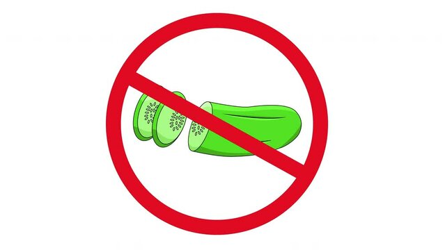 Animation of prohibited icon and cucumber icon