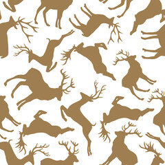 Pattern with deer on a white background. Christmas background.