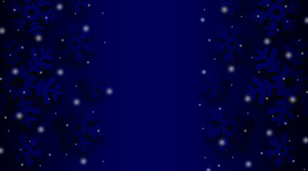 Fototapeta na wymiar Dark blue Christmas background with snowflakes.