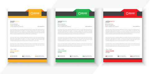 Obraz premium Modern & Creative Corporate Business style letterhead design bundle for your project. Clean and professional corporate company business letterhead template with color variation bundle.