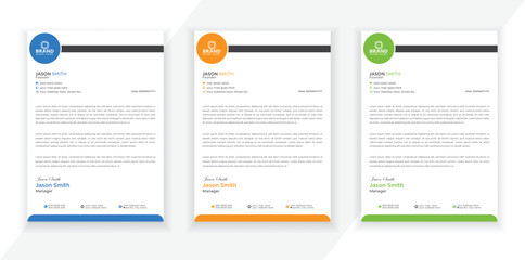 Fototapeta premium Modern & Creative Corporate Business style letterhead design bundle for your project. Clean and professional corporate company business letterhead template with color variation bundle.