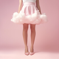 White cloud is a skirt,creative modern concept, Barbie legs, minimalistic  background