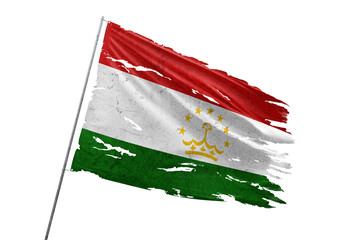 Tajikistan torn flag on transparent background.