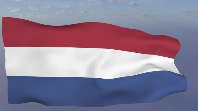 Loop der Niederlande Fahne wehend im Wind als Nahaufnahme 4K