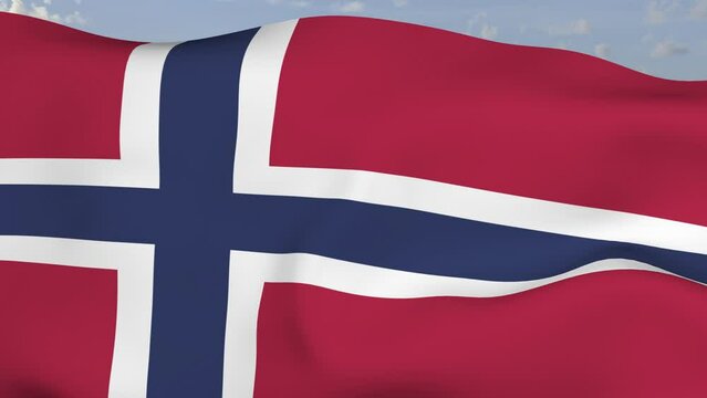 Loop der Morway Fahne wehend im Wind als Nahaufnahme 4K