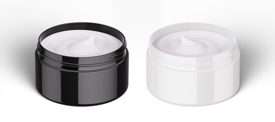 3D Illustration. Skin care cream jars on white background.