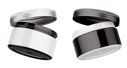 3D Illustration. Skin care cream jars on white background.