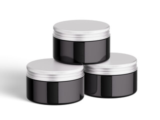 3D Illustration. Skin care cream jars on white background.