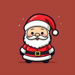 Vector illustration  Cute Santa Claus dust red background, suitable for kids sticker, greeting card, christmas design, tattoo and other print on demand