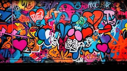 Graffiti wall abstract background. Idea for artistic pop art background backdrop - obrazy, fototapety, plakaty